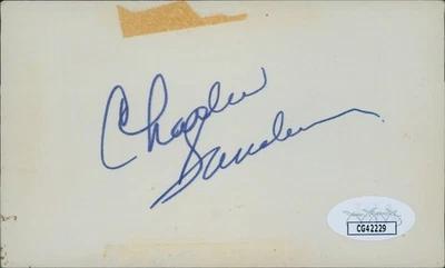 Charlie Sanders Detroit Lions Signed 3x5 Index Card JSA Authenticated - Image 1 of 2