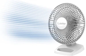 Lasko 6″ Personal Table Fan 2002W White 2‑Speed Tilt‑Back Head Storage Tray - Picture 1 of 8