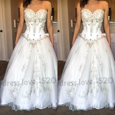 Luxury Wedding Dresses Sweetheart Beading A Line Glitter Elegant Bridal Gowns - Image 1 of 4