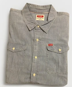 Camisa Wrangler Para Hombre Talla L Abotonada Azul Manga Corta Calce Relajado (NUEVA CON ETIQUETAS) - Imagen 1 de 11