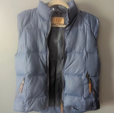 Chaleco acolchado azul UGG para mujer talla mediana bolsillos con cremallera completa Foto 1 de 4