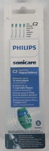 Philips Genuine Sonicare Plaque Defiance Replacement Brush Heads, 4 Pack C2 - Picture 1 of 2