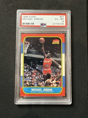 1986-87 Fleer Basketabll #57 Michael Jordan RC Rookie HOF PSA 6 - Image 1 of 4