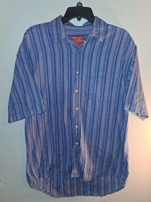 Повседневная рубашка с воротником из 100% хлопка Moose Creek размер большой синий в полоску - Изображение 1 из 4