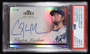 Clayton Kershaw signiert 2012 Topps Tribute Autogramme #CKE1 #27/99 (PSA 9) - Bild 1 von 2