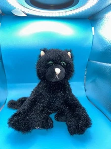 GANZ Webkinz Black Cat Green Eyes Beanie Plush 8” Stuffed Animal Toy No Code - Picture 1 of 10