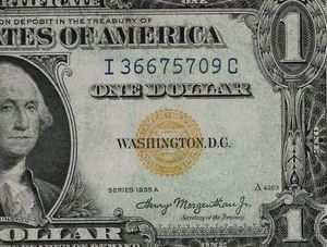 1935A $1 Norte África Segunda Guerra Mundial Emisión de Emergencia Sello Amarillo Certificado de Plata PMG 62 - Imagen 1 de 3