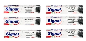 6X SIGNAL ZAHNPASTA WHITE SYSTEM CHARCOAL 6X75ML (6X2.54 fl oz) - Bild 1 von 1