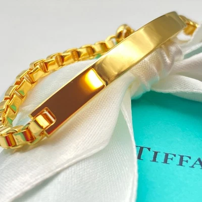 Tiffany & Co. Gold Plate Venetian Link ID Bracelet 925 Silver 7" 20.0g - Image 1 of 4
