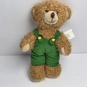 PBC Corduroy Bear Plush 2008 Green Overalls Yellow Buttons Stuffed Animal Toy - Picture 1 of 5