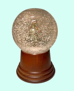 Perzy Albero di Natale Mappamondo Neve Base Legno Austria 4 Pollici Vintage - Foto 1 di 6