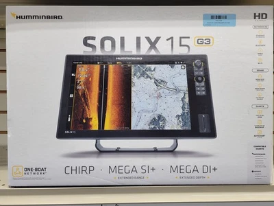 HUMMINGBIRD SOLIX 15 G3 CHIRP MEGA SI MEGA DI 411570-1 FISHFINDER WITH TRANSDUCE - Image 1 of 4