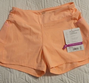 Athleta Girl Record Breaker Shorts 8-10 Peach Zip Pocket Lined Logo - Picture 1 of 4