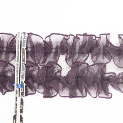Borde 4" Púrpura Doble Volantes Gasa Organza Tela Ribete 3 1/3 yardas Foto 1 de 3