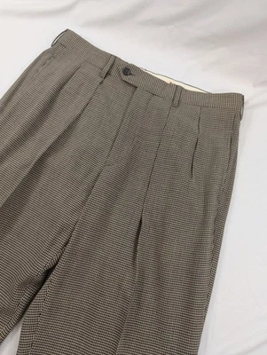 Брюки Harold Powell серые средний вес гончие плиссированные с манжетами шерсть 34x32 Италия - Изображение 1 из 4