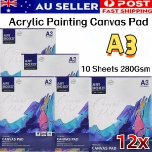 12 x Canvas Pad A3 White 10 Sheets 280Gsm Paper Artist Oil Acrylic Painting Draw - Picture 1 of 3
