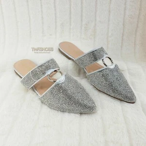 Sandalias planas de verano Bella plateadas con estrás sin cordones para fumar 6-10 - Imagen 1 de 11