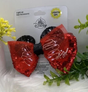 Disney Parks MINNIE MOUSE Light-Up red Hair Bow - Picture 1 of 9