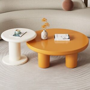 Guyii Round Coffee Table 33.46" Coffee Table Small Side Table for Living Room