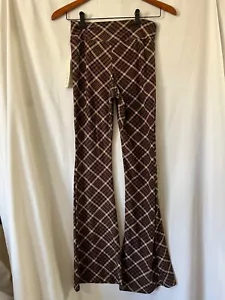 No Boundaries Women's Juniors Flare Pants Brown Plaid Many sizes - Picture 1 of 3