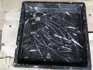 Handmade Black Fossil Marble shower tray - Picture 1 of 3