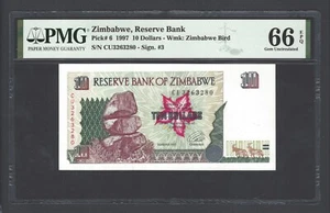 Zimbabwe 10 Dollars 1997 P6 Uncirculated Grade 66 - Picture 1 of 2