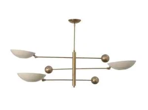 3 Light Pendant Mid Century Modern Raw Brass Sputnik chandelier light Fixture - Picture 1 of 4