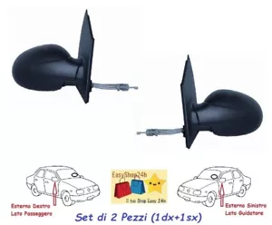 SET 2 SPECCHIO RETROVISORE PER SMART FORTWOO 1998 06 SPECCHIETTO NERO MECCANICO - Imagen 1 de 1