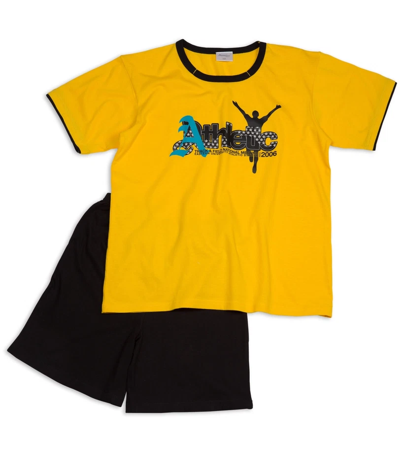 MOONLINE Schlafanzug Pyjama Jungs Jungen Kinder mit Rundhals-Ausschnitt 100% Baumwolle