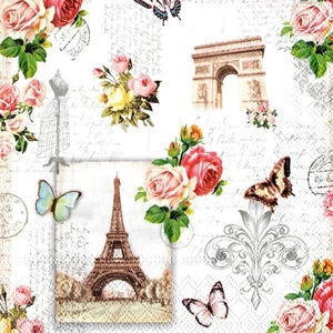 Serviettes en papier Paris France monuments nostalgie. Napkins Paris nostalgia - Imagen 1 de 1