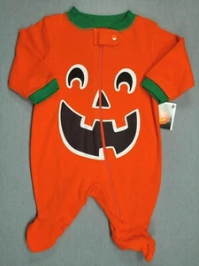 New Baby Boy Clothes Newborn Orange Little Pumpkin Footed Sleep N Play Outfit - Picture 1 of 3