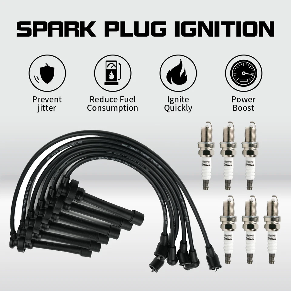 6X Spark Plug +6X Wire for 1997-2004 Mitsubishi Montero Sport 3L 3.5L 671-6228 - Image 1 of 4