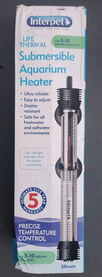 Interpet Life Thermal Submersible Aquarium Heater -For 3-10 gallon Aquariums 50w