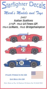 Starfighter Decals 1/24 ITALIAN STALLIONS 275P Le Mans & Bridgehampton Races - Picture 1 of 3