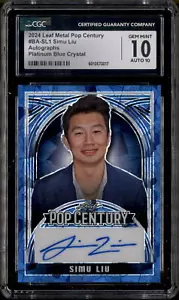 2024 Leaf Metal Pop Century Auto Platinum Blue Crystal Simu Liu 1/1 CGC 10 - Picture 1 of 2