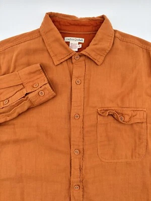 Camisa Carbon2Cobalto Manga Larga Botón Para Hombre Pequeña Bolsillo Naranja Foto 1 de 4