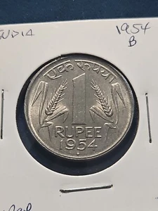 1 Rupee of 1954 Bombay Mint Nickel Coin (KM#.7) - Picture 1 of 2