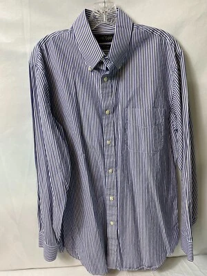 Kenneth Roberts Platinum Dress Shirt Mens 16 34/35 Blue White 80's 2 Ply Cotton - Image 1 of 4
