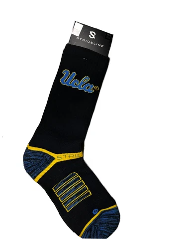 STRIDELINE Men's UCLA Bruins Premium Crew Socks - Black & Blue - One Size 8-12 Cover