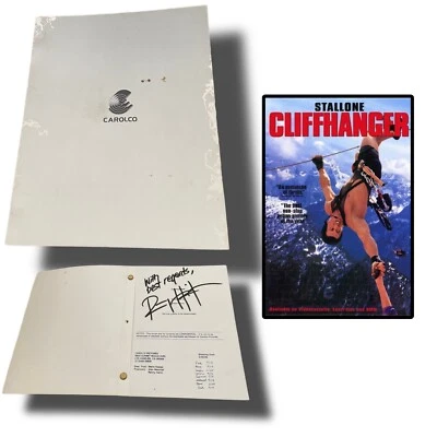 CLIFFHANGER Sylvester Stallone original Script Movie Prop SIGNED by Renny Harlin - Image 1 of 4