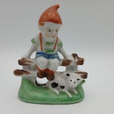  Elf Gnome Figurine with Dog Vintage Porcelain Made in Japan Collectable 