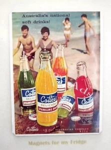 VINTAGE 1962 COTTEE'S SPARKLING DRINKS 'Beach Scene'  FRIDGE MAGNET - M768 LA - Bild 1 von 1
