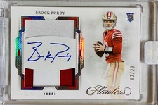Brock Purdy 02/20 Rookie Patch Auto 2022-23 Panini Flawless Football Card
