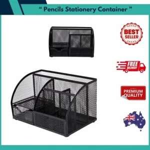 1x Black Pencil Organiser-Office Desk Mesh Pen,Pencils Stationery Holder Durable - Picture 1 of 9