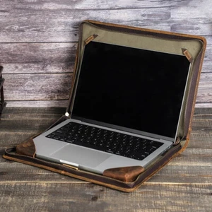 Funda protectora de cuero genuino para computadora portátil para Macbook Air Pro 13 14 15 16 pulgadas - Imagen 1 de 16