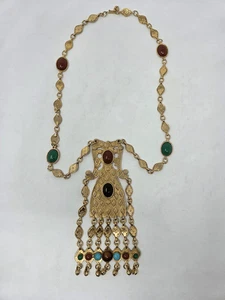 ACCESSOCRAFT NYC VINTAGE COUTURE ETRUSKISCHE BYZANTINISCHE GOLD STATEMENT HALSKETTE - Bild 1 von 9