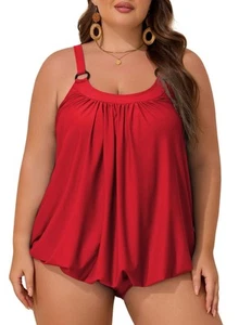 Aleumdr Women's Plus Size Two Piece Tankini Bathing Suits Tummy Control Swims... - Picture 1 of 7