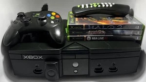 Original Microsoft Xbox Console, OEM Controller, DVD Remote, 3 Games, All Cables - Picture 1 of 12