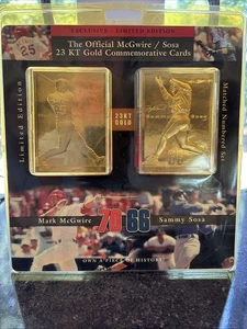 Vtg 1998 Mcgwire Sosa 23 Karat Gold Baseball Card Set Promint Official New - Picture 1 of 12
