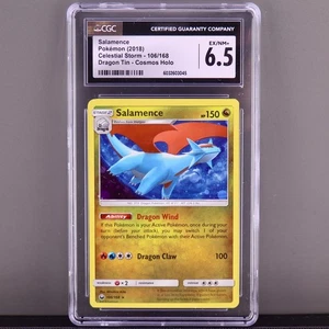 Promoción de hojalata Salamence Dragon - CGC 6,5 EX/NM+ - 2018 Celestial Storm 106/168 Cosmo - Imagen 1 de 2